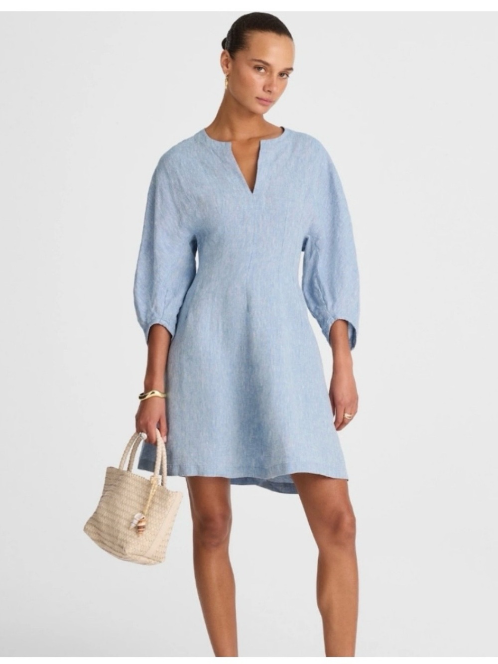 Madewell Light Blue Linen Mini Dress